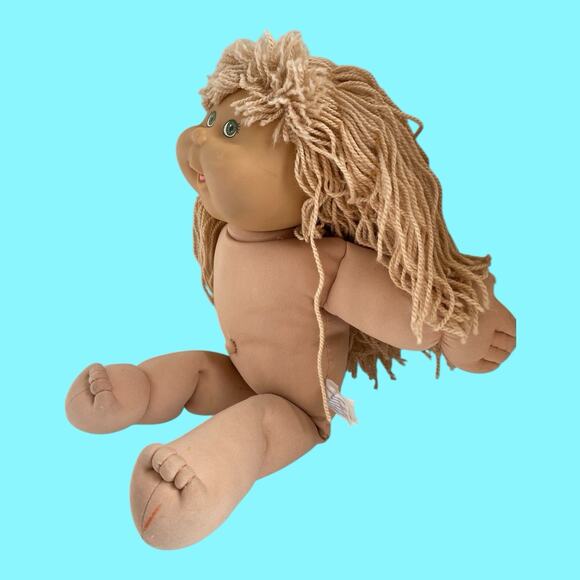 Vtg Cabbage Patch Kids Doll Blonde Hair Green Eyes Girl Dimples Play Along CPK - Picture 13 of 16